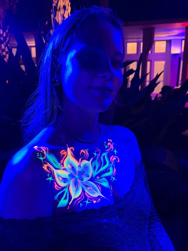 Stunning UV glow body paint under black lights