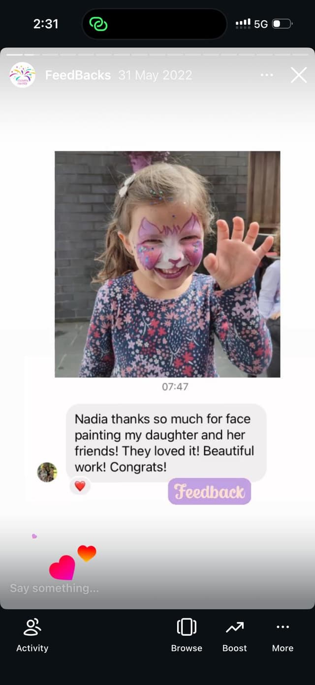 Client review - beautiful face painting work