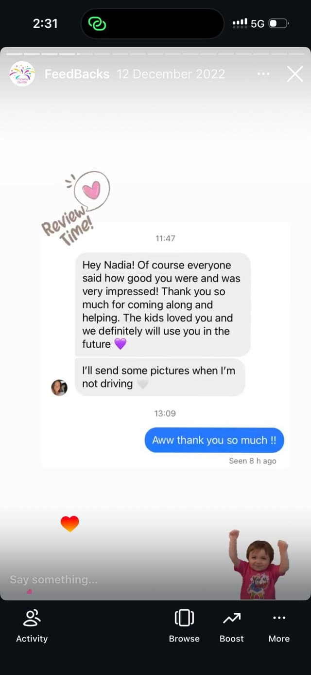 Client review - kids had a great time